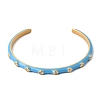 304 Stainless Steel Enamel Cuff Bangles for Women BJEW-D408-10G-2