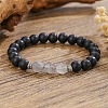 Bohemian Natural Black Onyx & Moonstone Beaded Stretch Bracelets ZX5026-6-1