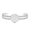 304 Stainless Steel Blank Cuff Bangle Bases with Flat Round Tray SA-CBA82C8-05C-P-2