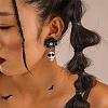 Flower with Skull Acrylic & Plastic Pearl Dangle Stud Earrings FS-WG9B583-01-1