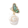 Natural Keishi Pearl with Paua Shell Pendants PALLOY-JF05248-1