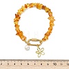Flower Brass & Clear Cubic Zirconia Charm Bracelets BJEW-JB13920-3