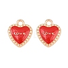 Red Love Heart Alloy Enamel Pendants PALLOY-A024-03KCG-1