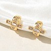 C-Shaped with Rectangle Brass Micro Pave Clear Cubic Zirconia Cuff Earrings EJEW-L316-01G-06-2