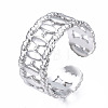 304 Stainless Steel Oval Wrap Open Cuff Ring RJEW-T023-46P-3