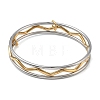 Two Tone 304 Stainless Steel Interwoven Wave Bangles BJEW-F540-02GP-4
