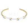 Evil Eye Enamel Open Cuff Bangle BJEW-S141-028-2