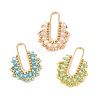 3Pcs 3 Colors Brass & Seed Beaded & Glass Connector Charms PALLOY-MZ01372-1