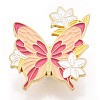 Flower Butterfly Enamel Pin JEWB-J005-07F-G-1