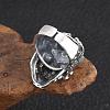 Alloy Rhinestone Adjustable Statement Cuff Open Rings for Men FS-WG8D7BC-01-2