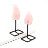 Rough Natural Rose Quartz Raw Rock Ornament with Metal Stand PW-WG11724-04-1