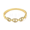 Brass Micro Pave Clear Cubic Zirconia Hollow Oval Hinged Bangles for Woman BJEW-M312-03A-G-2