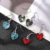 Heart Glass Dangle Earrings EJEW-JE01737-1