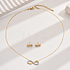 Infinity Rhinestone Pendant Necklace & Stud Earrings CR1587-1