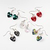 Heart Glass Dangle Earrings X-EJEW-JE01737-1