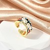 Brass Micro Pave Cubic Zirconia Enamel Cuff Rings for Women RJEW-L113-019G-04-2