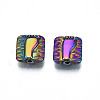 Rack Plating Rainbow Color Alloy Beads PALLOY-S180-359-3