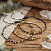 3Pcs 3 Styles Natural Golden Sheen Obsidian & Brass Round Beads Adjustable Bracelets & Brass Round Beads Stretch Braclets for Women TQ6408-2-2
