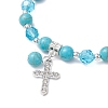 Cross Alloy Rhinestone Charm Bracelets BJEW-JB12882-01-3