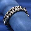 201 Stainless Steel Cuban Link Chains Bracelets for Women Men STAS-T077-21P-02-3