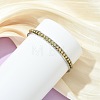 2Pcs 2 Colors Brass Crystal Rhinestone and 201 Stainless Steel Hinged Cuff Bangle Sets BJEW-JB14320-2