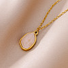 Natural Rose Quartz Irregular Oval Pendant 304 Stainless Steel Cable Chain Necklaces for Women FS-WGF500E-02-1