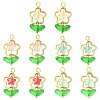 10Pcs 5 Colors Flower Glass Pendants PALLOY-FS00078-1