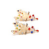 Deer Zinc Alloy Rhinestone Dangle Stud Earrings FS-WG45396-01-5