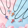 Dyed Synthetic Imperial Jasper with Glass Seed Beaded Cross Pendant Black Waxed Cotton Cord Necklaces NJEW-MZ00138-1