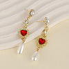 Valentine's Day Alloy & Rhinestone Dangle Stud Earrings WG2B101-02-1