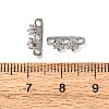 Brass Pave Clear Cubic Zirconia 3-Hole Spacer Bars KK-K422-21P-3