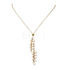 Natural Cultured Freshwater Pearl Rice Beads Tassel Brass Cable Chain Lariat Necklaces for Women NJEW-TA00264-2