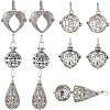 10Pcs 5 Styles Tibetan Style Brass Cage Pendants KK-SC0004-33-1