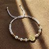 Elegant Round Brass & Imitation Pearl Beads Braided Bead Bracelets FJ6643-2