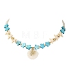Summer Beach Carved Natural Freshwater Shell and Alloy Shrimp Pendant Starfish Dyed Synthetic Turquoise & Glass Beaded Necklaces for Women NJEW-JN06506-02-2
