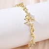 Brass Micro Pave Cubic Zirconia Link Chain Bracelets for Women BJEW-C156-04E-04G-1