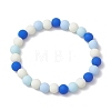 6Pcs 6 Colors 8mm Round Imitated Silicone Acrylic Beaded Stretch Bracelet Sets BJEW-JB10792-3