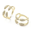 Clear Cubic Zirconia Snake Open Cuff Rings RJEW-G287-02G-1