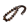 Natural Tiger Eye Round & Cone Beaded Necklaces NJEW-N064-03D-2