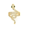 Rack Plating Snake Brass Micro Pave Cubic Zirconia Wrap Cuff Finger Rings for Women RJEW-C103-02G-2