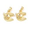 Brass Micro Pave Deep Pink Cubic Zirconia Charms KK-G549-07G-1