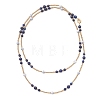 Round Natural Lapis Lazuli & Synthetic Howlite Beaded Wrap Long Necklaces NJEW-JN05907-02-5