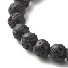 Natural Lava Rock & Non-magnetic Synthetic Hematite Round Beads Energy Power Stretch Bracelets Sett BJEW-JB07051-03-5