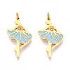 304 Stainless Steel Enamel Pendants STAS-N115-01C-G-1