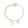 Brass Flat Round with Word Love & Heart Charms Bracelets BJEW-JB13482-2