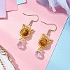 Natural Tiger Eye Carnelian Cat Shape Dangle Earrings EJEW-MZ00353-01-1