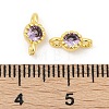 Brass Cubic Zirconia Flat Round Connector Charms KK-H204-02G-01-3