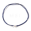 Imitation Pearl White Potato Pendant Adjustable Waxed Cord Necklaces for Women OH8963-1-1