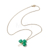 Natural Malaysia Jade Dyed Shamrock Pendant Necklace NJEW-JN05023-02-4