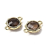 Brass Natural Smoky Quartz Connector Charms KK-Z096-01G-06-2